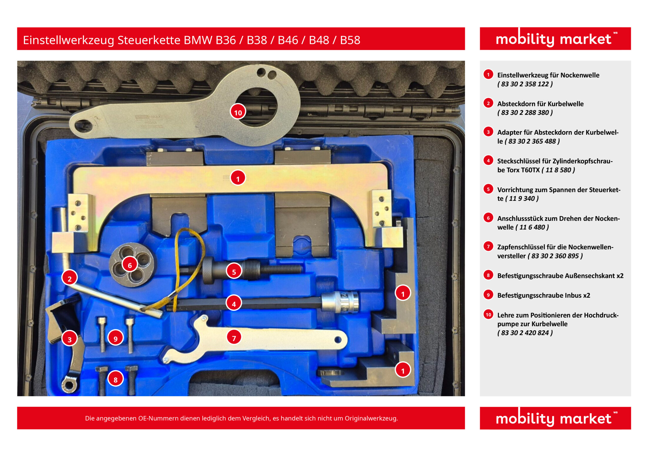 einstellwerkzeug steuerkette bmw b36 / b38 / b46 / b48 / b58