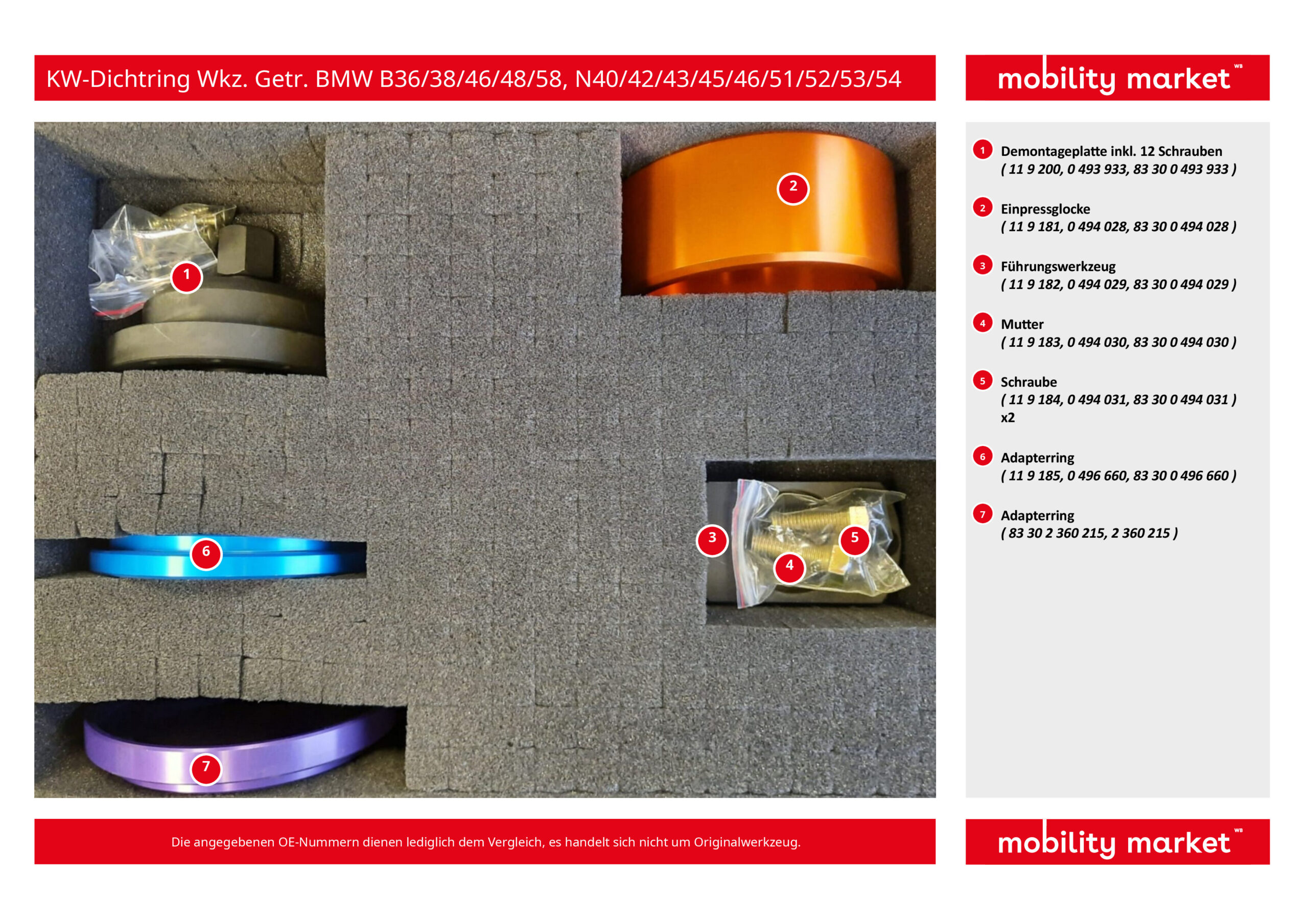 de /montagewerkzeug kurbelwellendichtring getriebeseitig f. bmw b36/38/46/48/58, n40/42/43/45/46/51/52/53/54